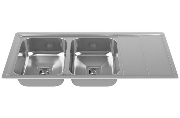 سینک ظرفشویی استیل داتیس با نصب توکار سینک 2 لگن استیل مدل 197